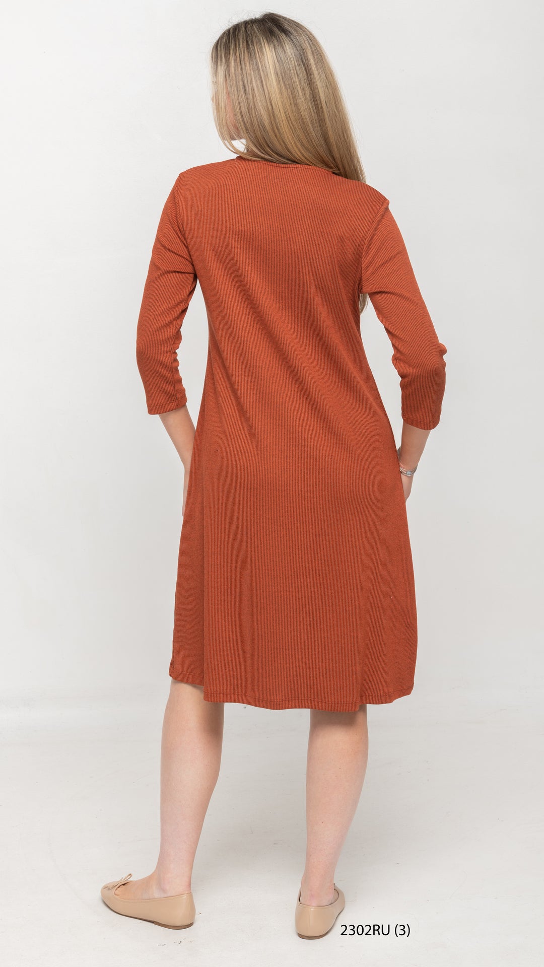 Rust Orange Zip Dress