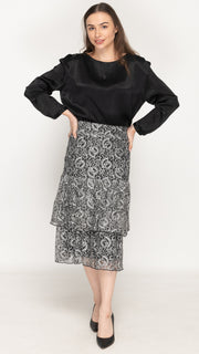 Ruffle Skirt - Black/White Lace