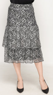 Ruffle Skirt - Black/White Lace