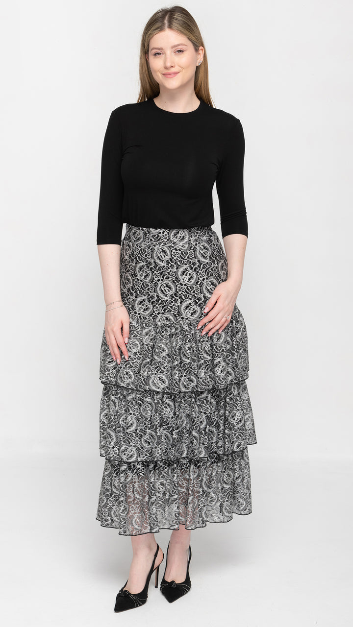 Ruffle Skirt Black/White Lace