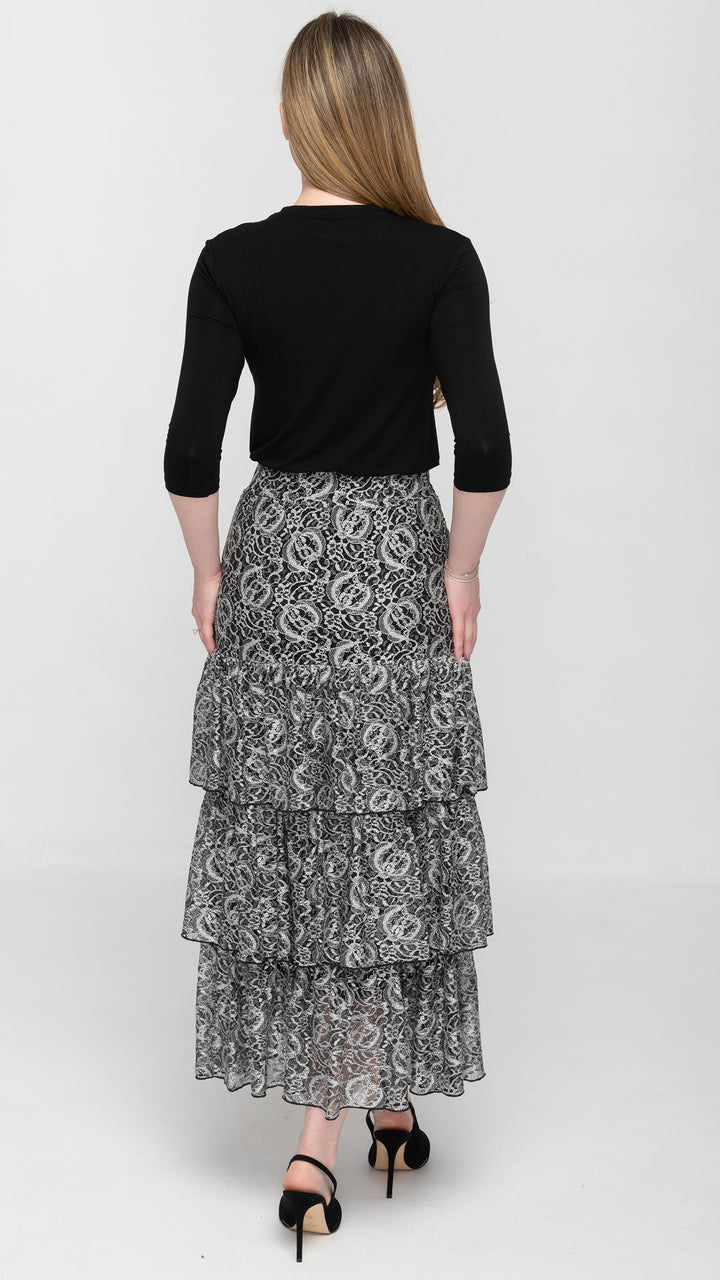 Ruffle Skirt Black/White Lace