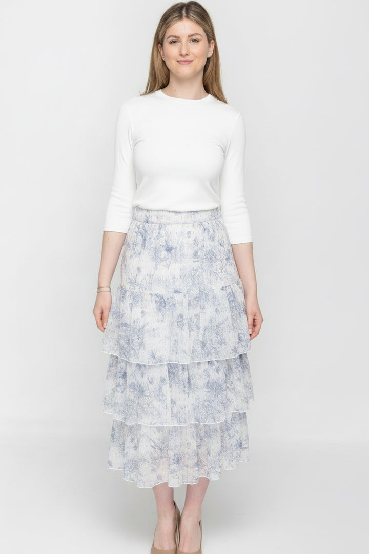 Ruffle Skirt Blue Toile