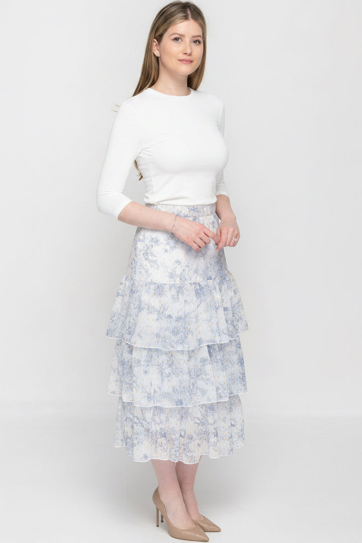 Ruffle Skirt Blue Toile