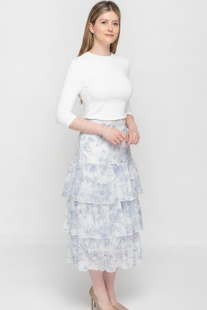 Ruffle Skirt Blue Toile