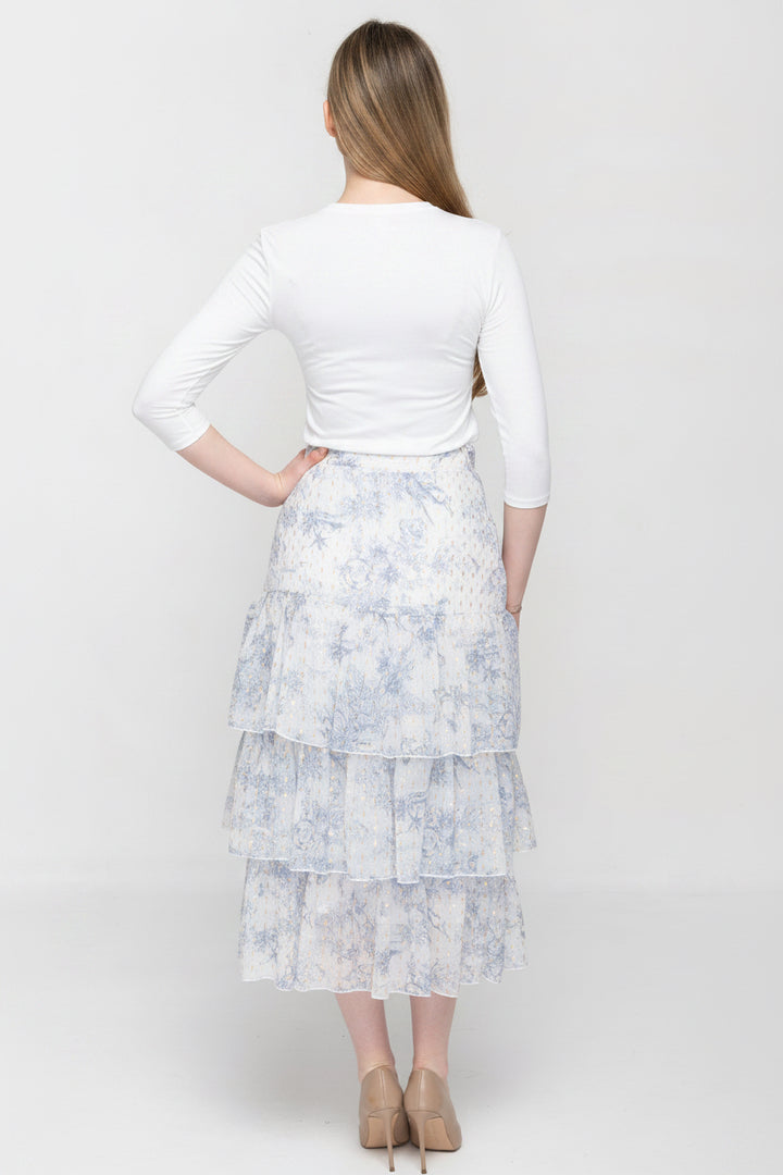Ruffle Skirt Blue Toile