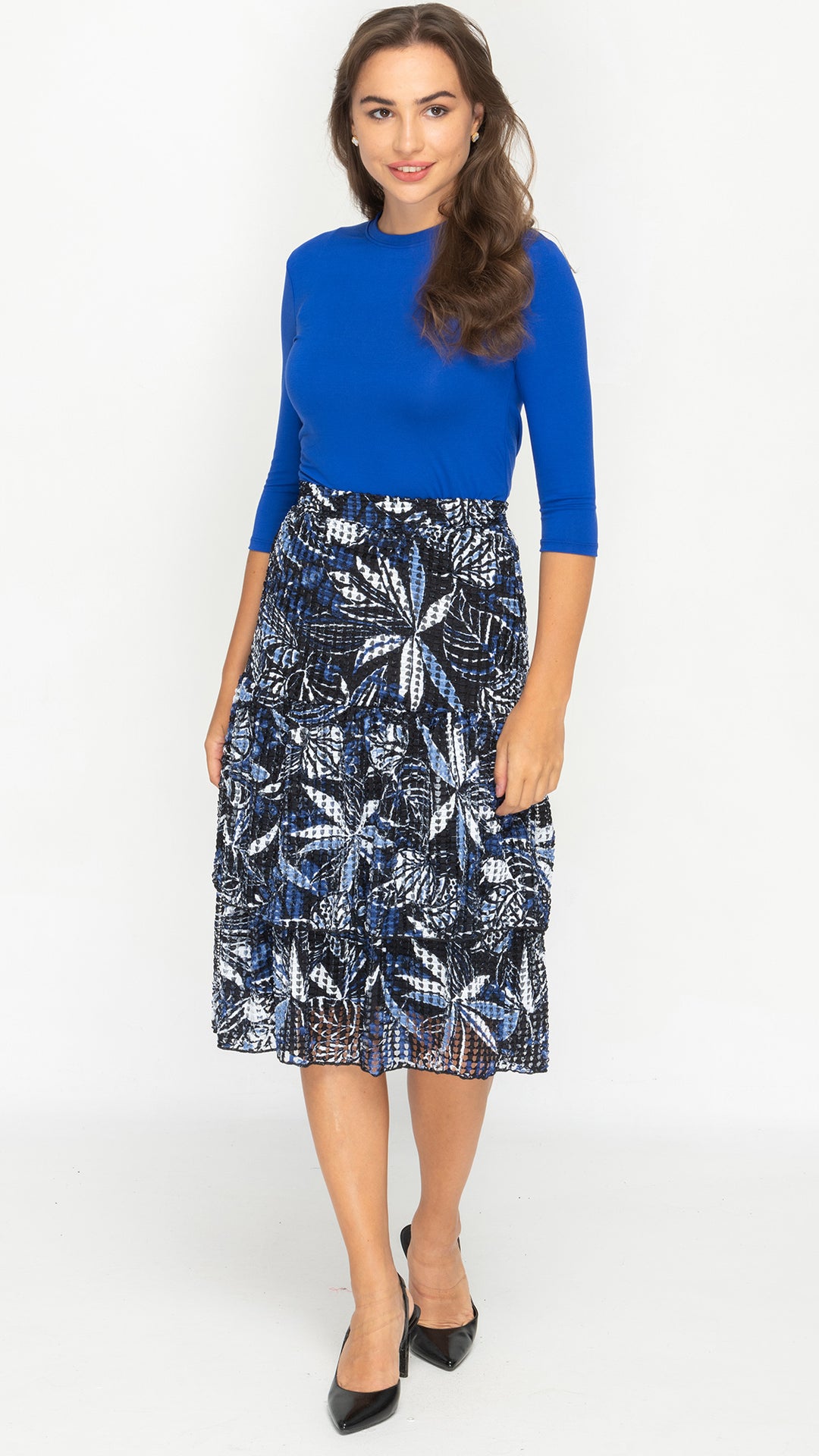 Ruffle Skirt - Royal Blue/Black Mesh