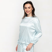 Square Satin Top - Patterned Powder Blue