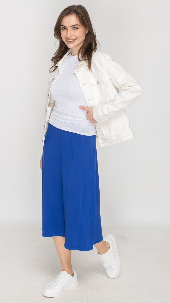 2404 Royal Blue Jersey Midi Skirt - view 2