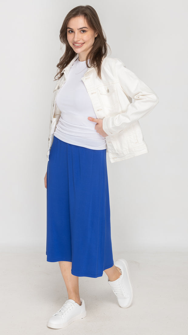 Jersey Flare Midi Skirt - Royal Blue