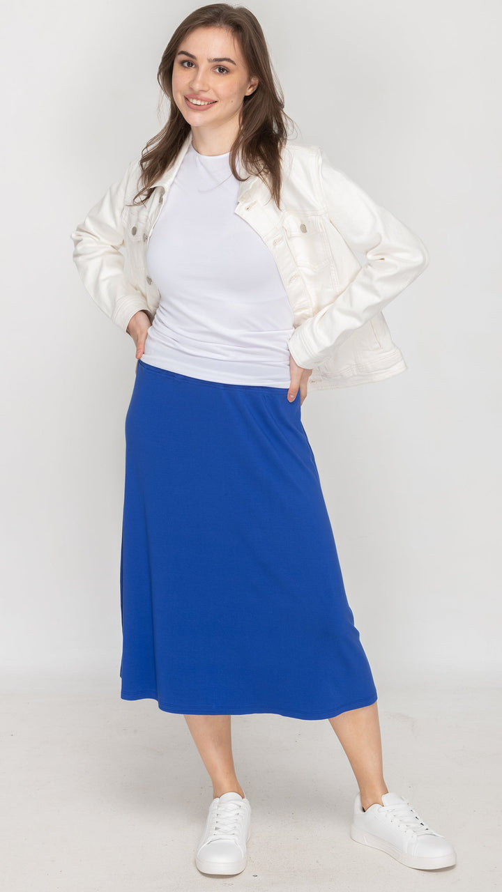 2404 Royal Blue Jersey Midi Skirt - view 4