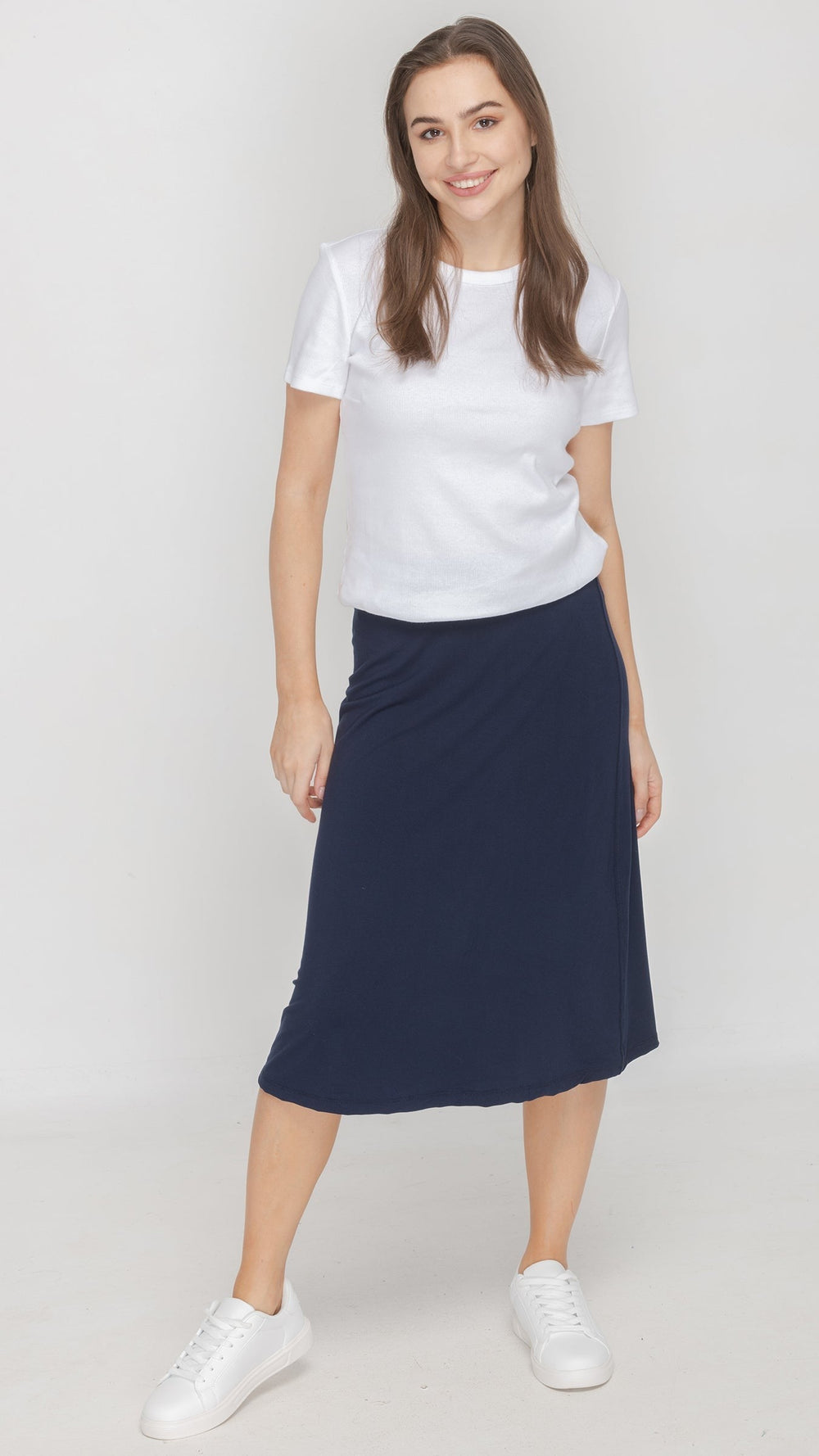 KMW Style 2404 Navy Jersey Midi Skirt - Hero