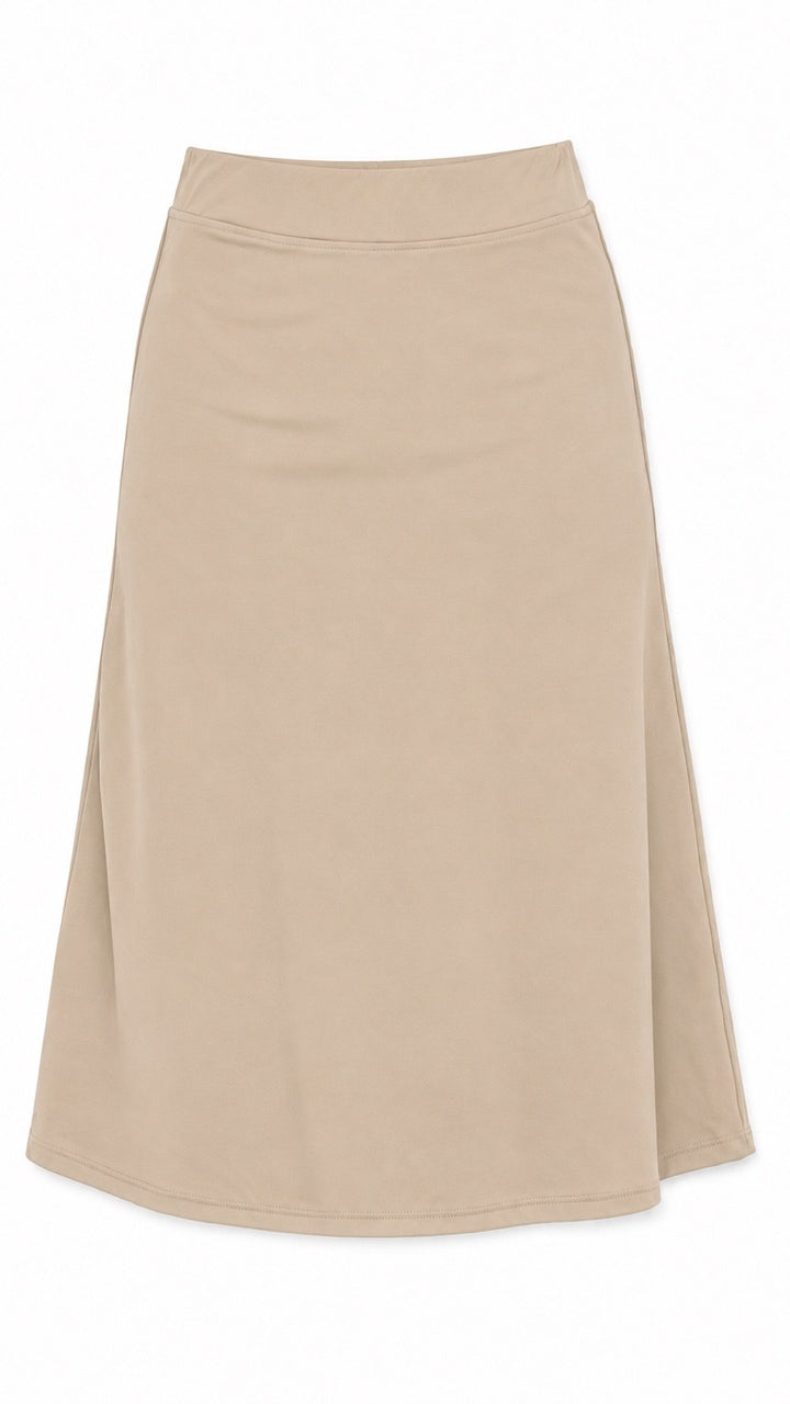 2404 PDR Midi Skirt 28 inch in Beige, front flatlay