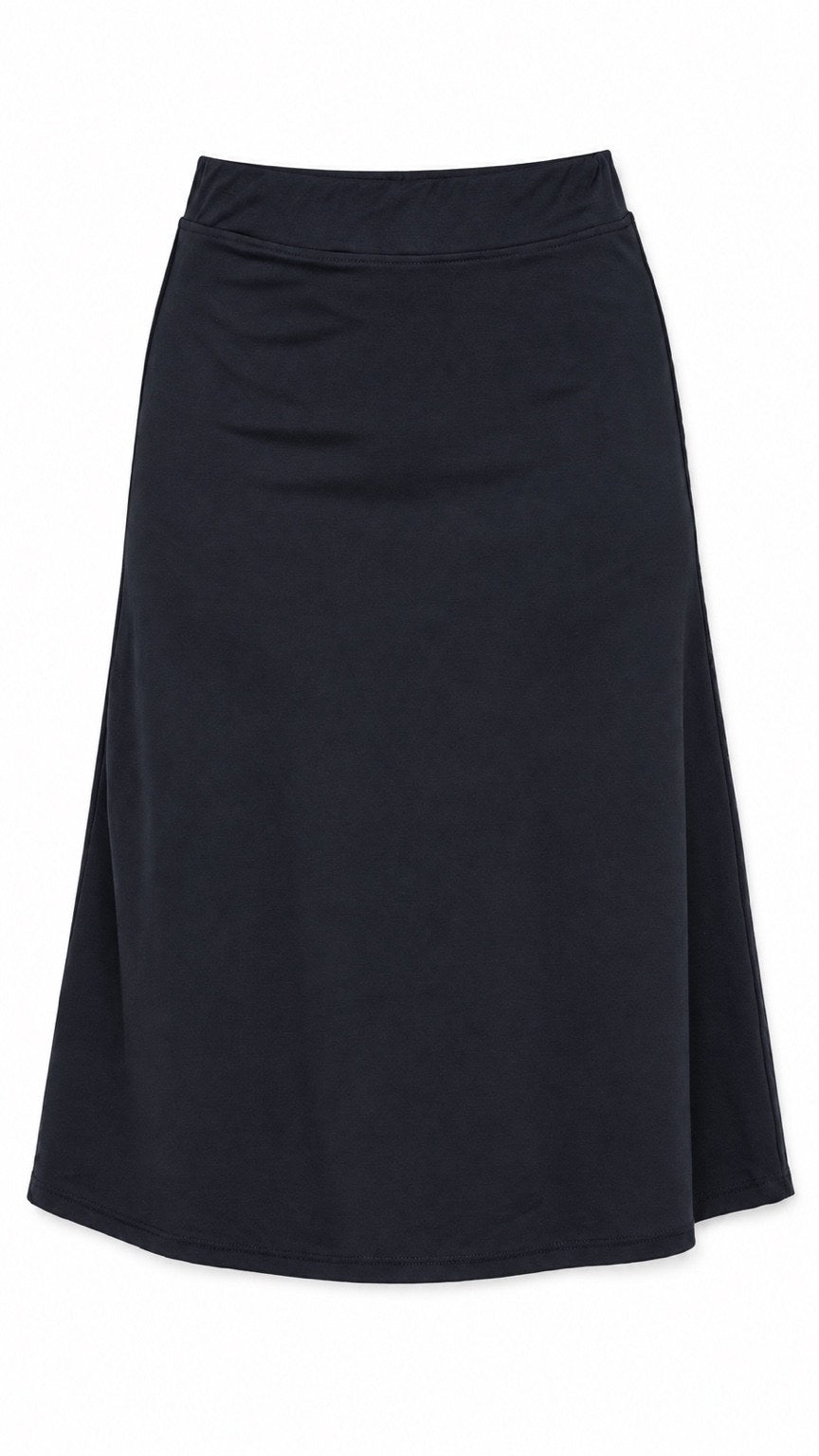 2404 PDR Midi Skirt 28 inch in Navy, front flatlay