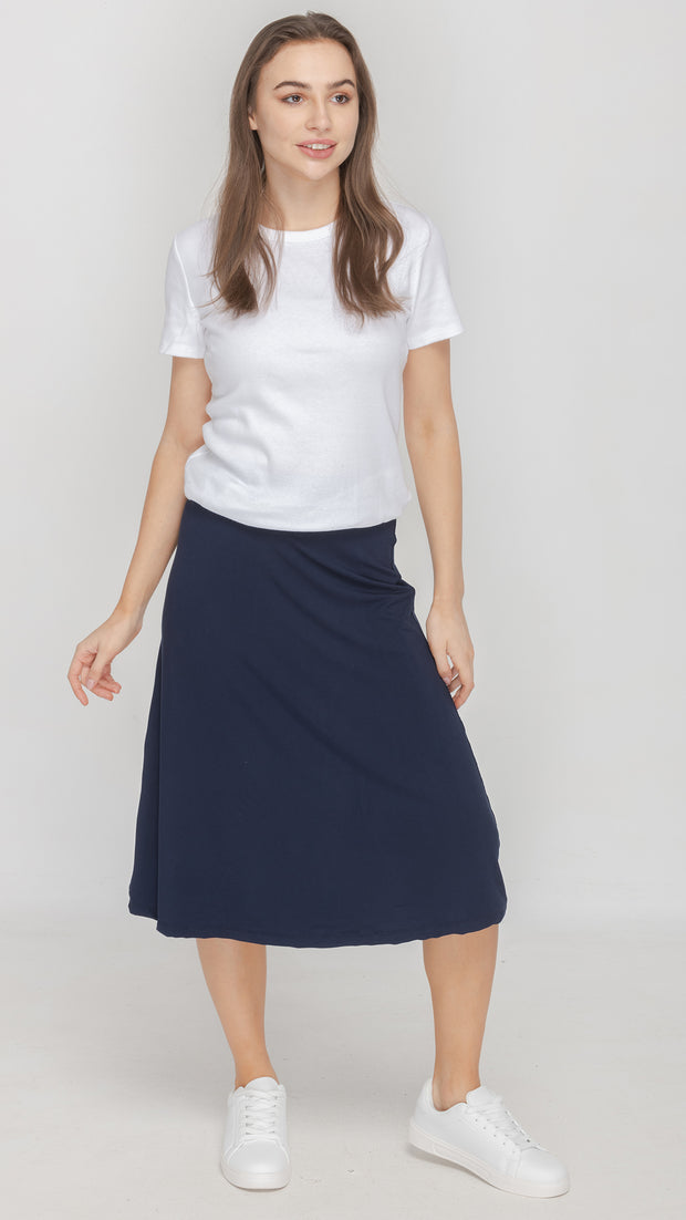 Jersey Flare Skirt - Navy