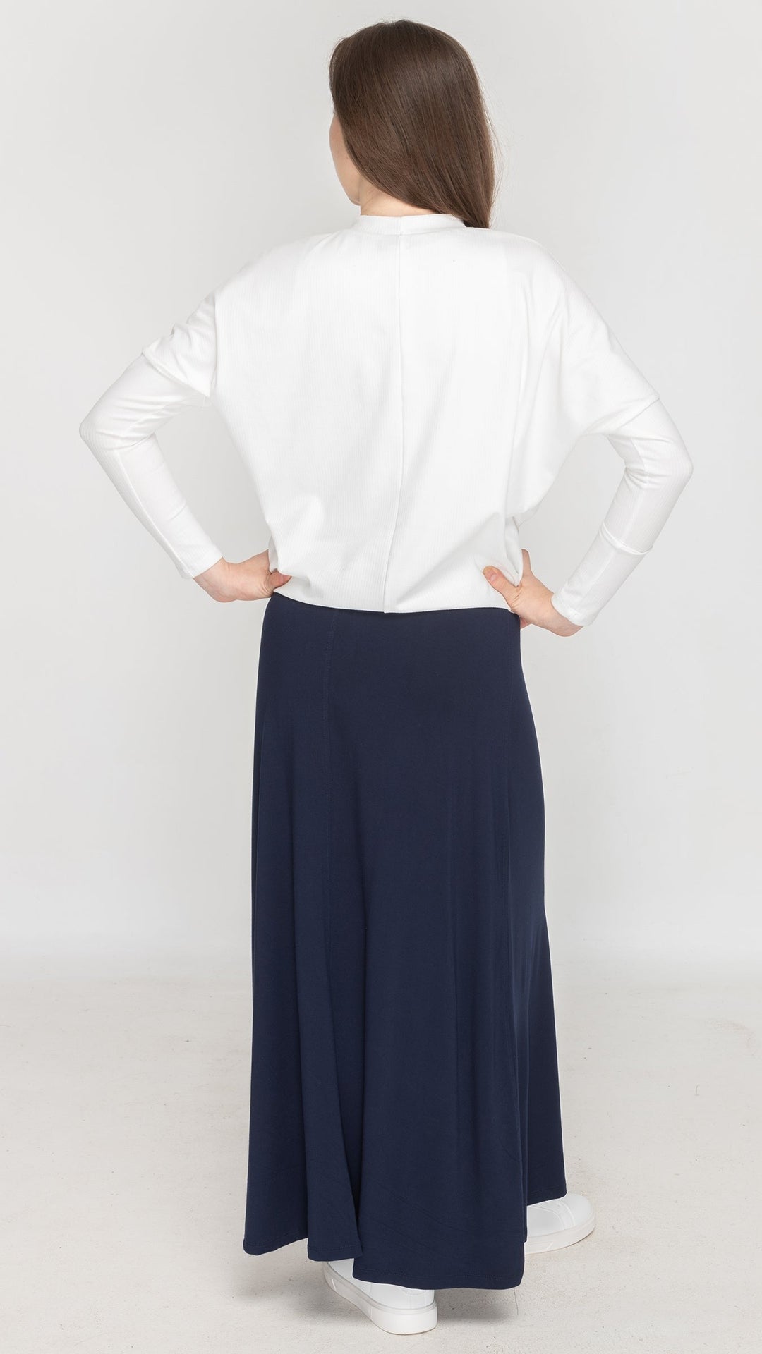 KMW Style 2405 Navy Jersey Maxi Skirt - Back