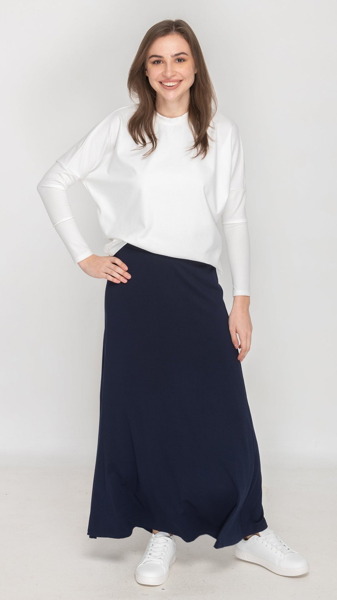 KMW Style 2405 Navy Jersey Maxi Skirt - Hero
