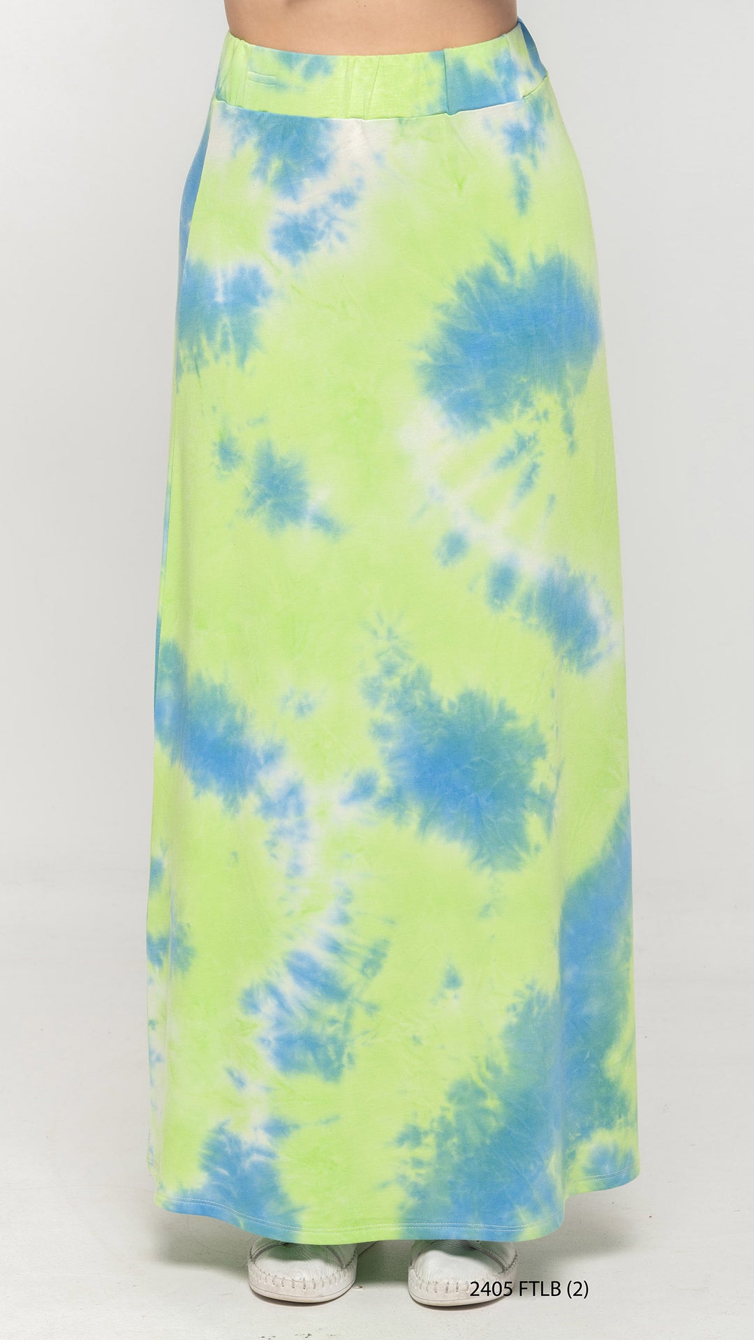 Neon Yellow Tie Dye Maxi Skirt