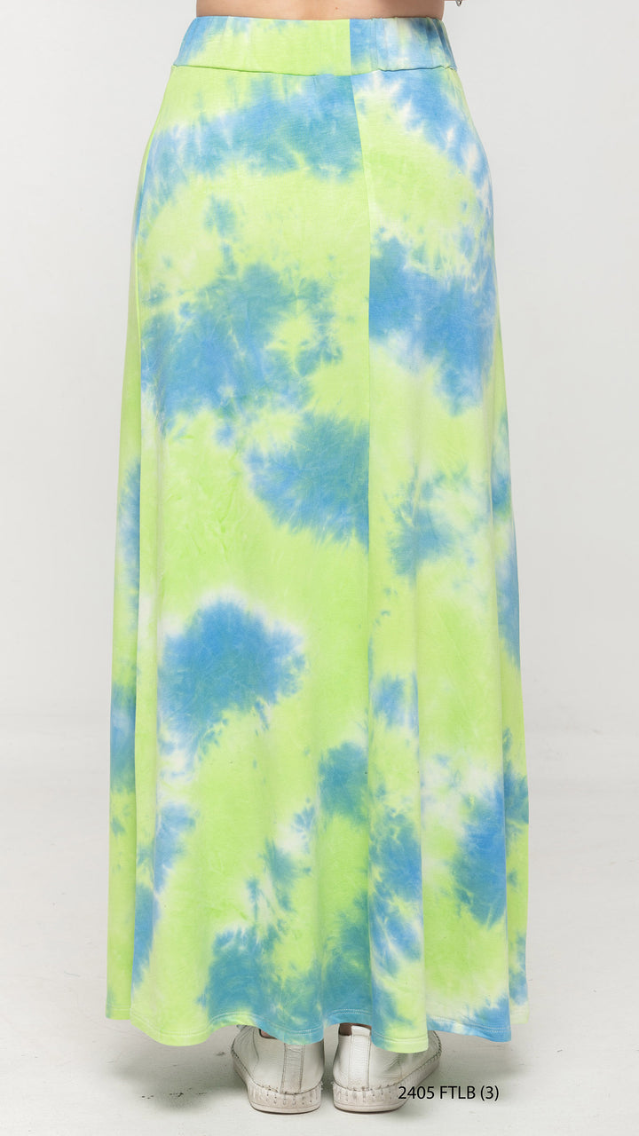 Neon Yellow Tie Dye Maxi Skirt