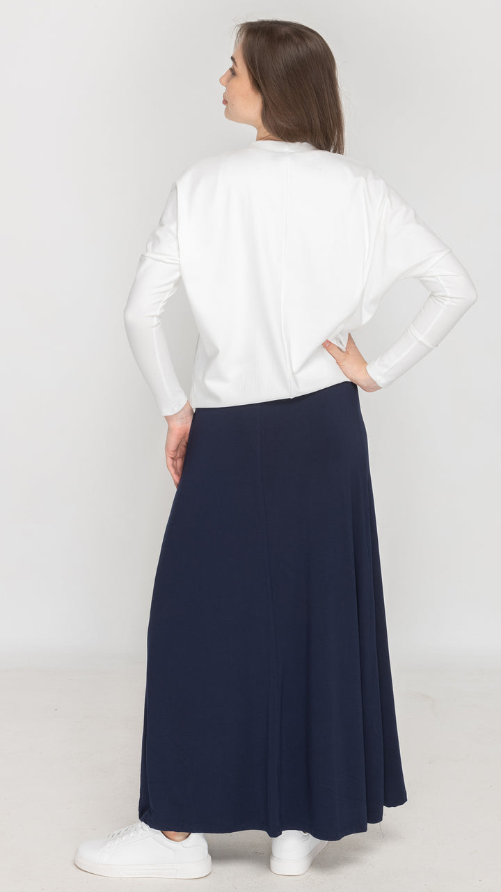 Bamboo Jersey Maxi Skirt - Navy