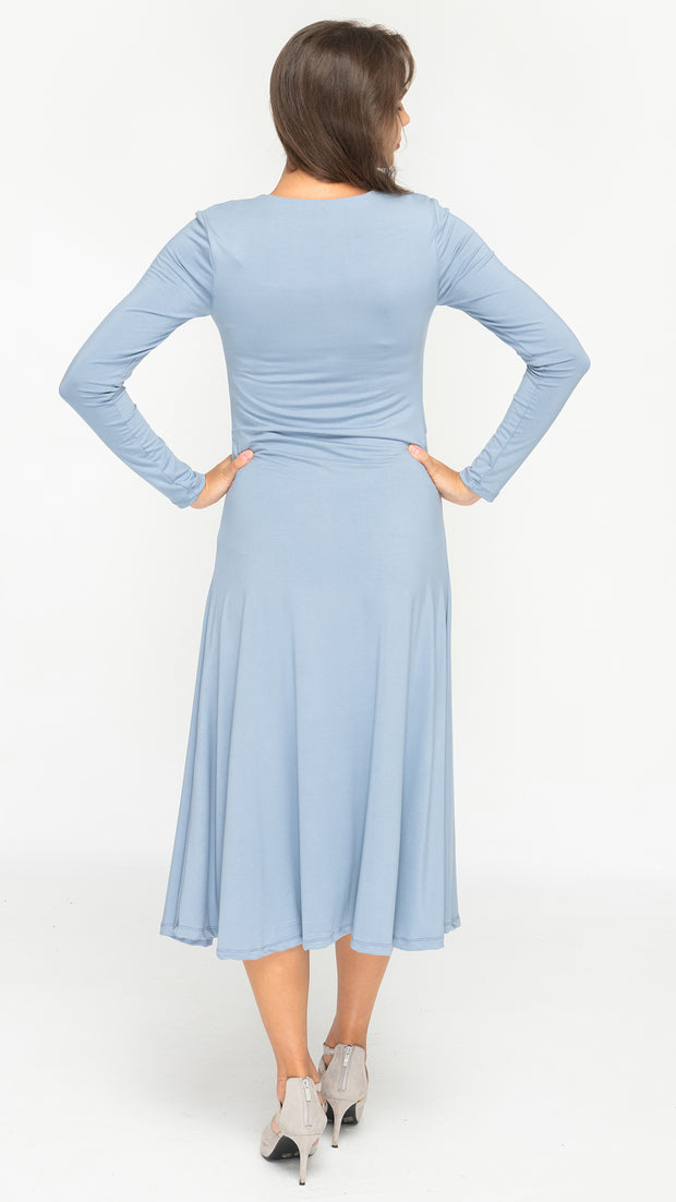 Side Ruched Dress Bamboo Jersey - Ice Blue