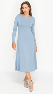 Side Ruched Dress Bamboo Jersey - Ice Blue