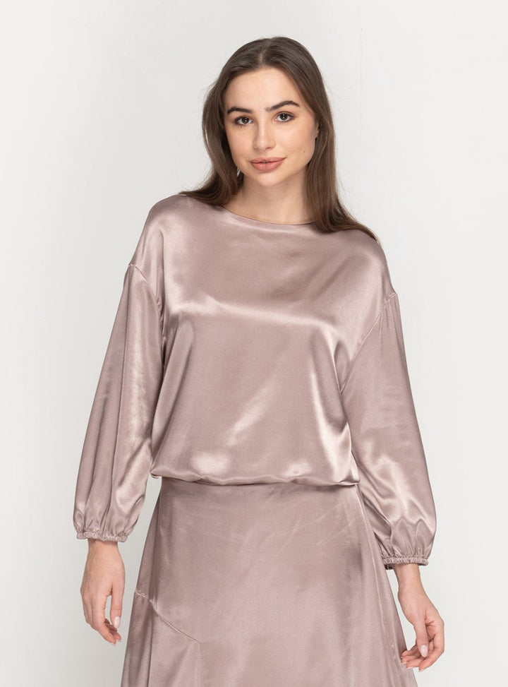 Square Satin Top - Mocha