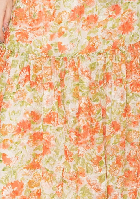 Maxi Skirt - Peach Print