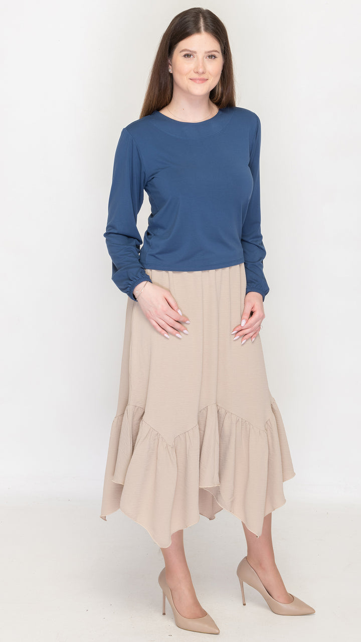 Bamboo Jersey Top Long Sleeve Denim