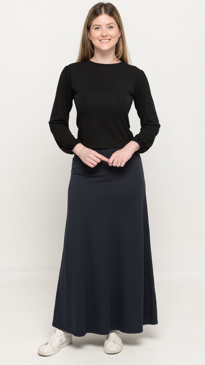 Bamboo Jersey Top Long Sleeve Black