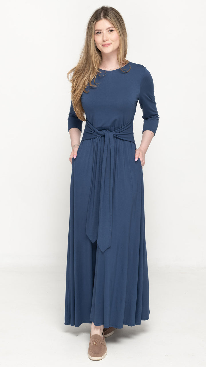 Side Tie Maxi Dress - Denim