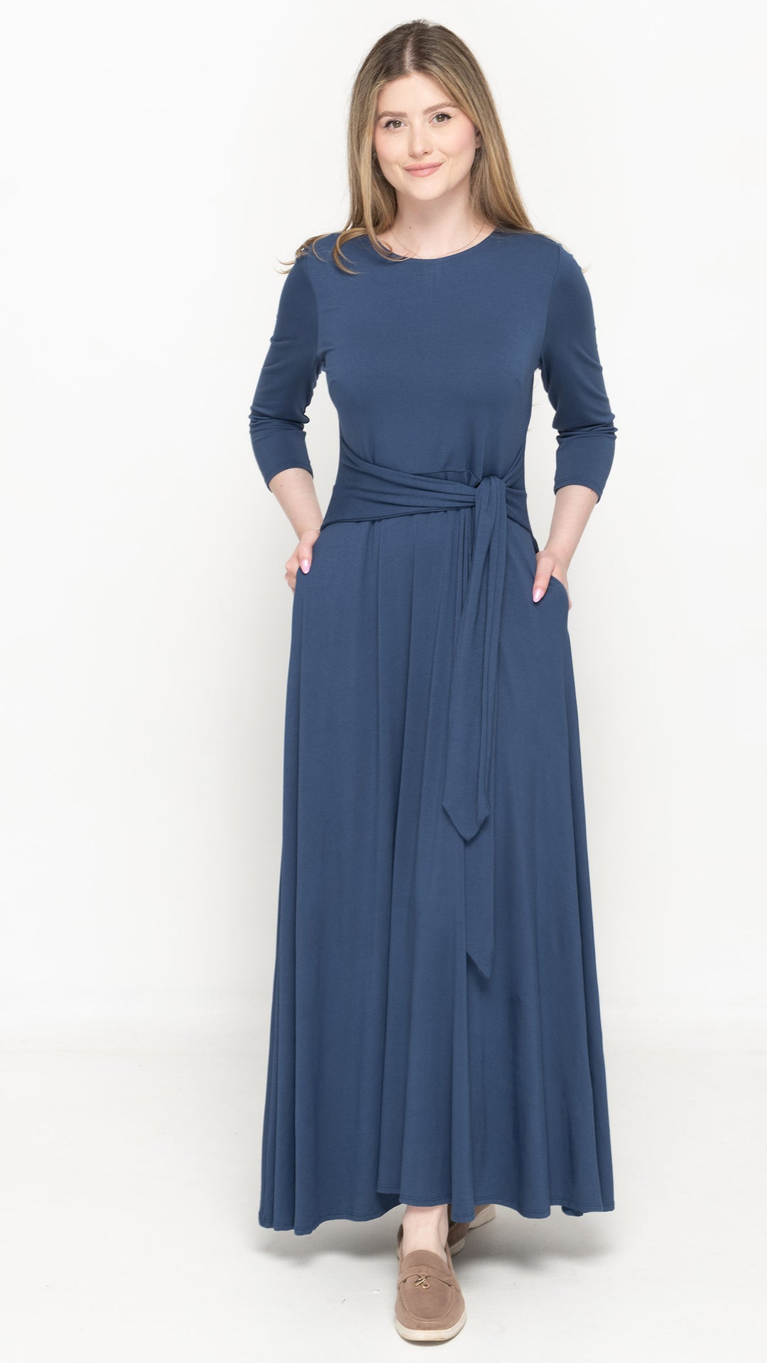 Side Tie Maxi Dress - Denim