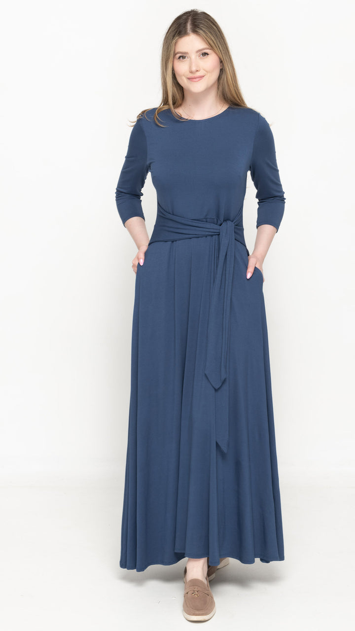 Side Tie Maxi Dress - Denim
