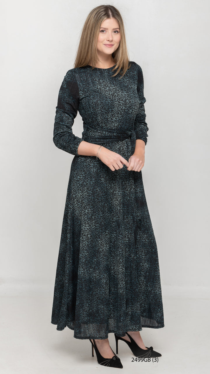 Side Tie Maxi Dress - Green Burnout