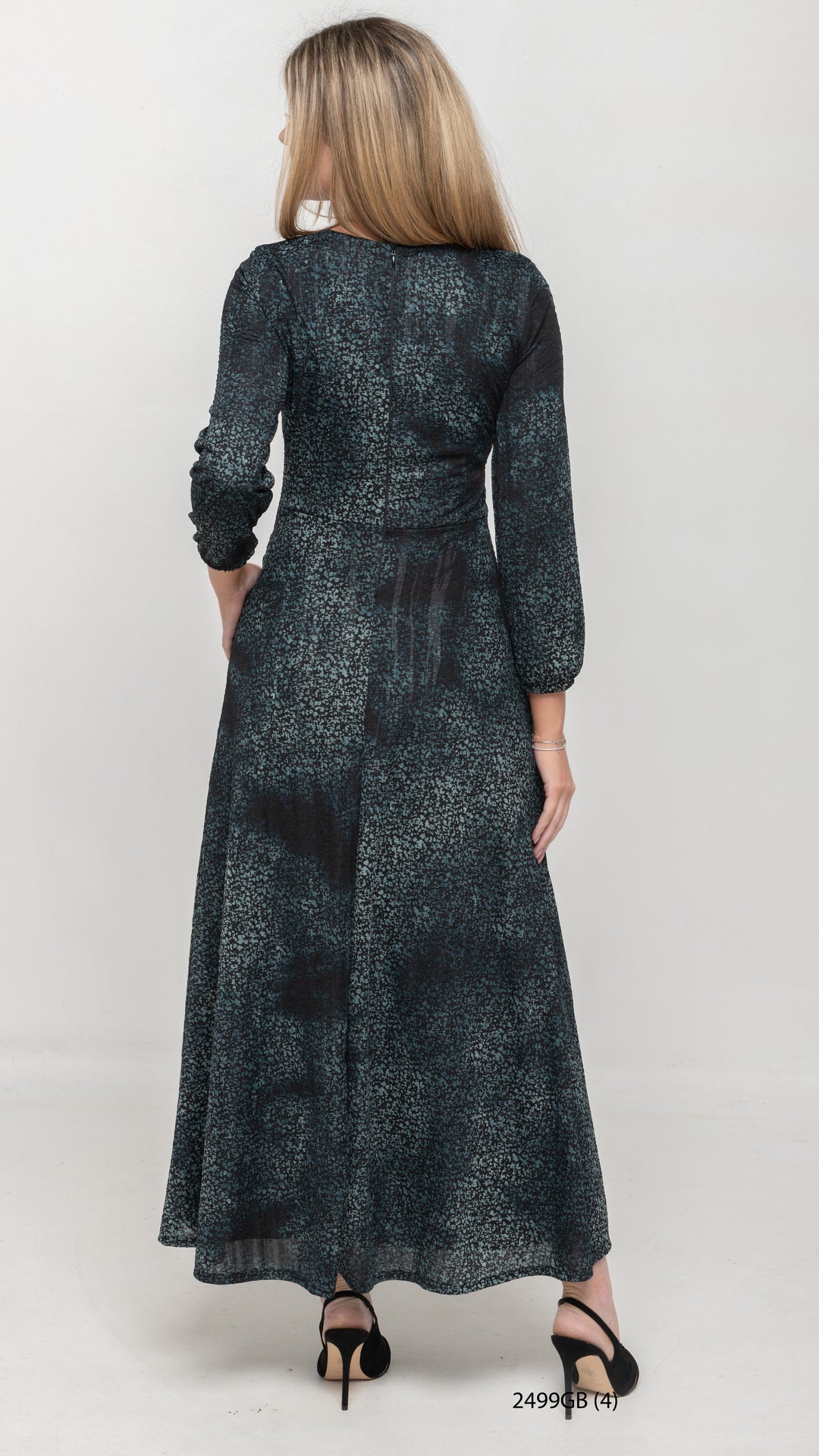 Side Tie Maxi Dress - Green Burnout