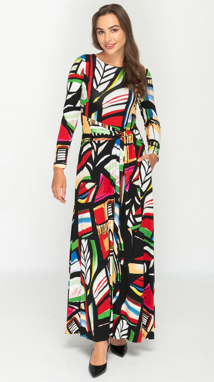 Side Tie Maxi Dress - Multi Color