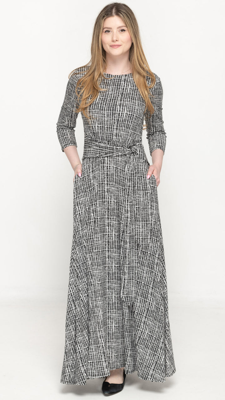 Side Tie Maxi Dress - Squiggle Print