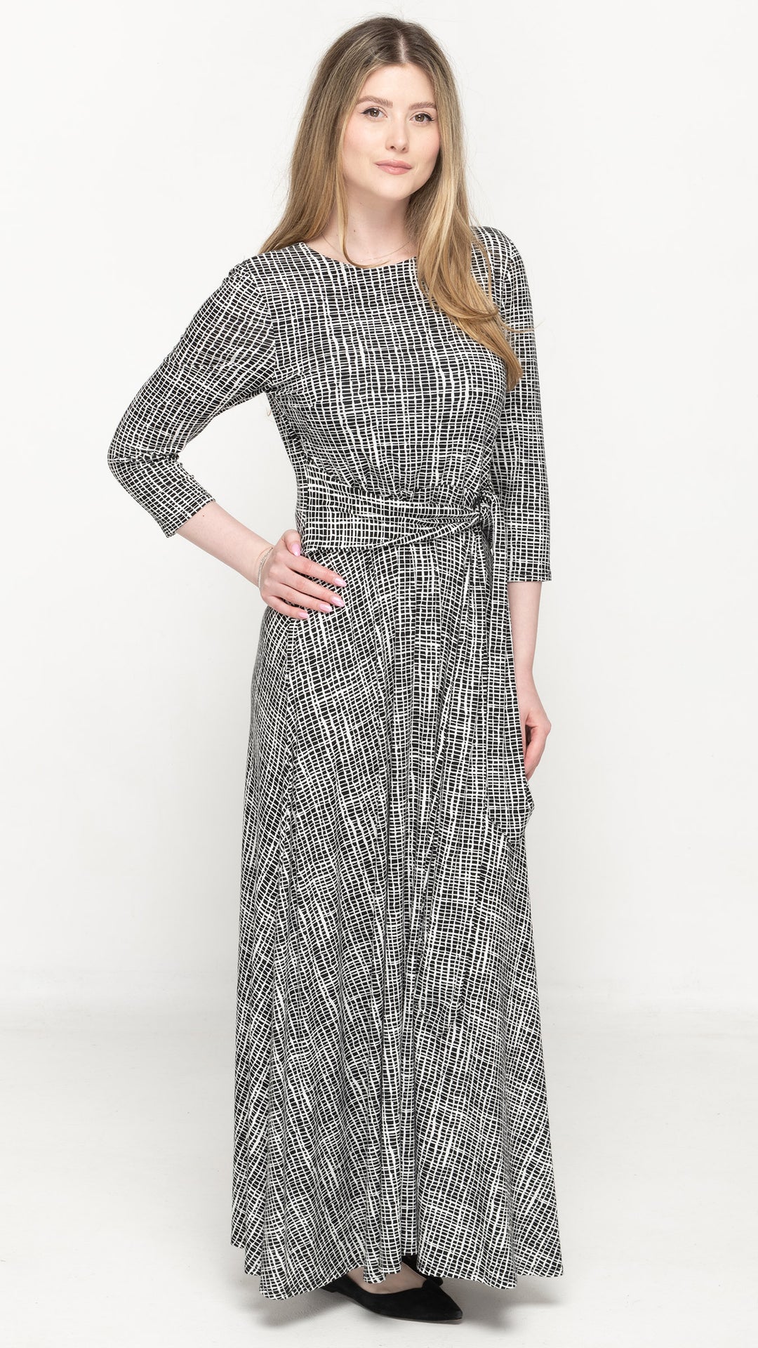 Side Tie Maxi Dress - Squiggle Print