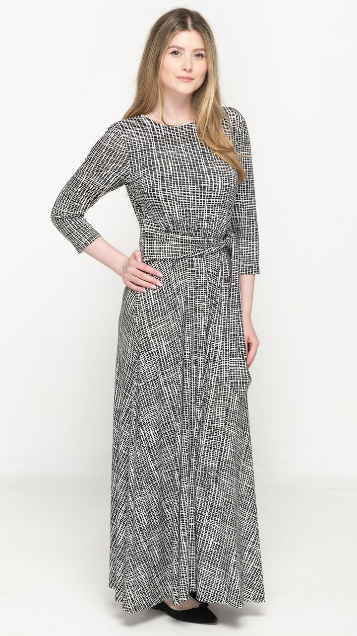 Side Tie Maxi Dress - Squiggle Print