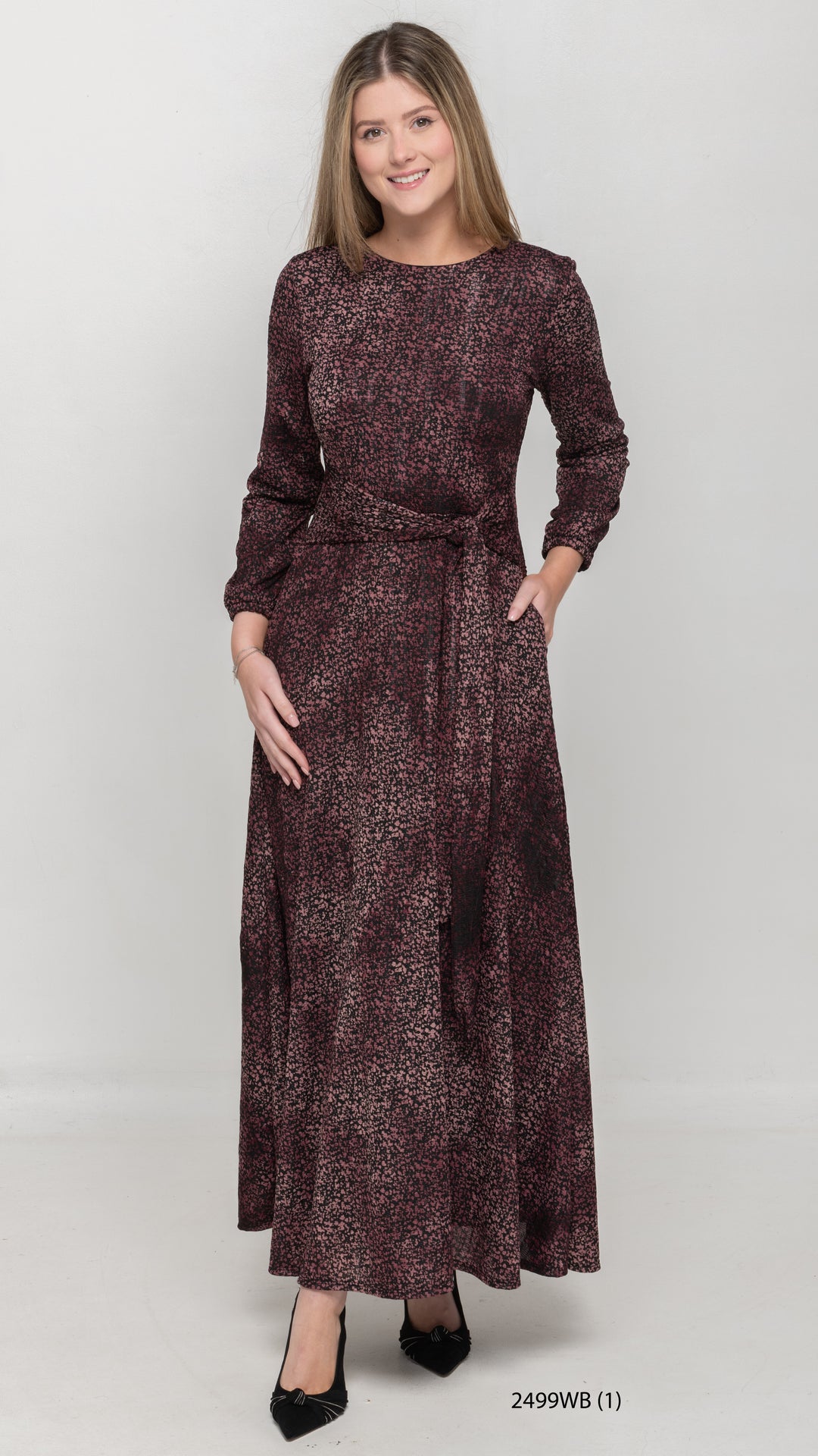 Side Tie Maxi Dress - Red Burnout