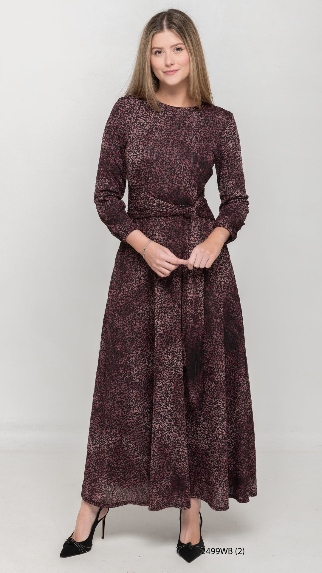 Side Tie Maxi Dress - Red Burnout