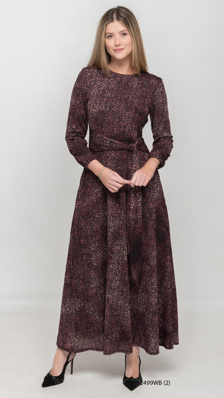 Side Tie Maxi Dress - Red Burnout