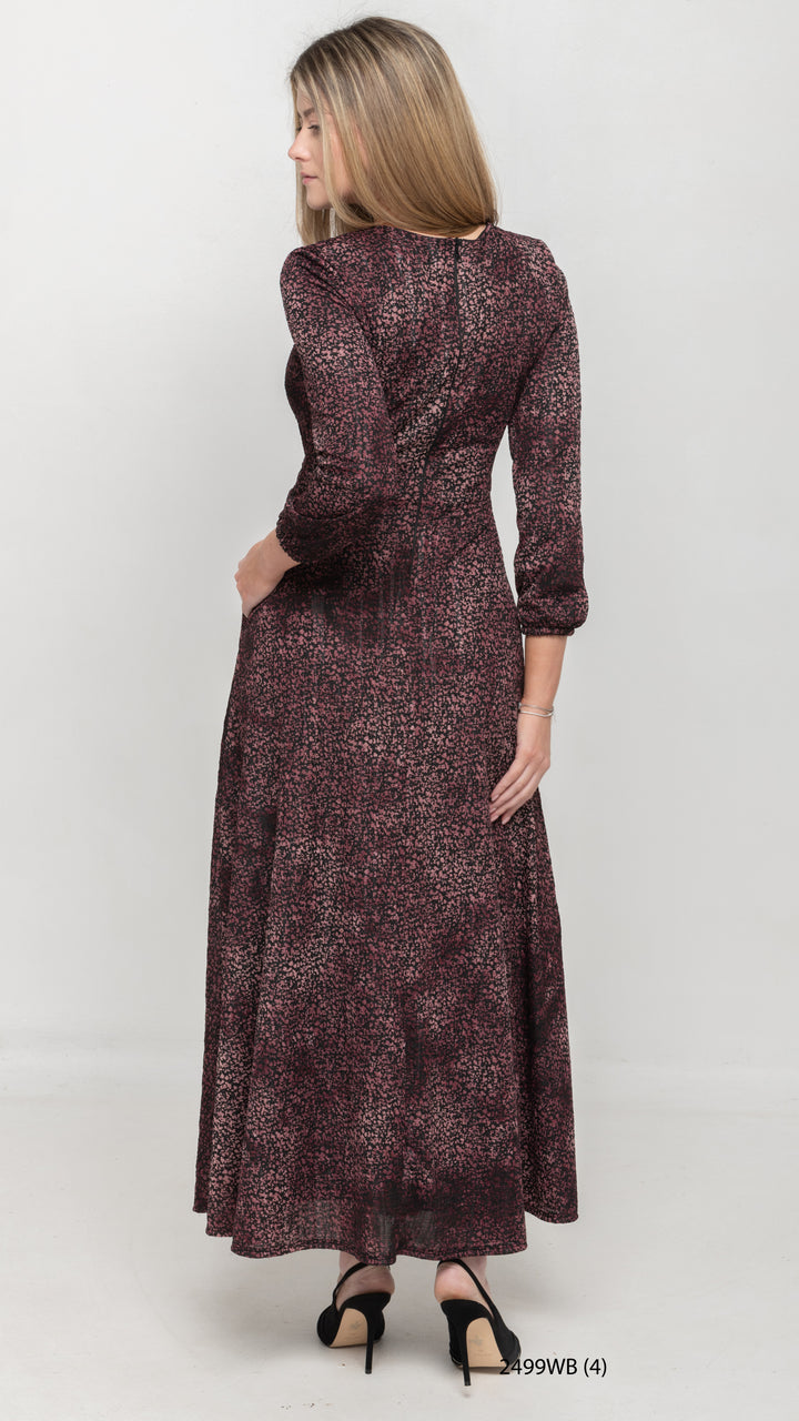 Side Tie Maxi Dress - Red Burnout