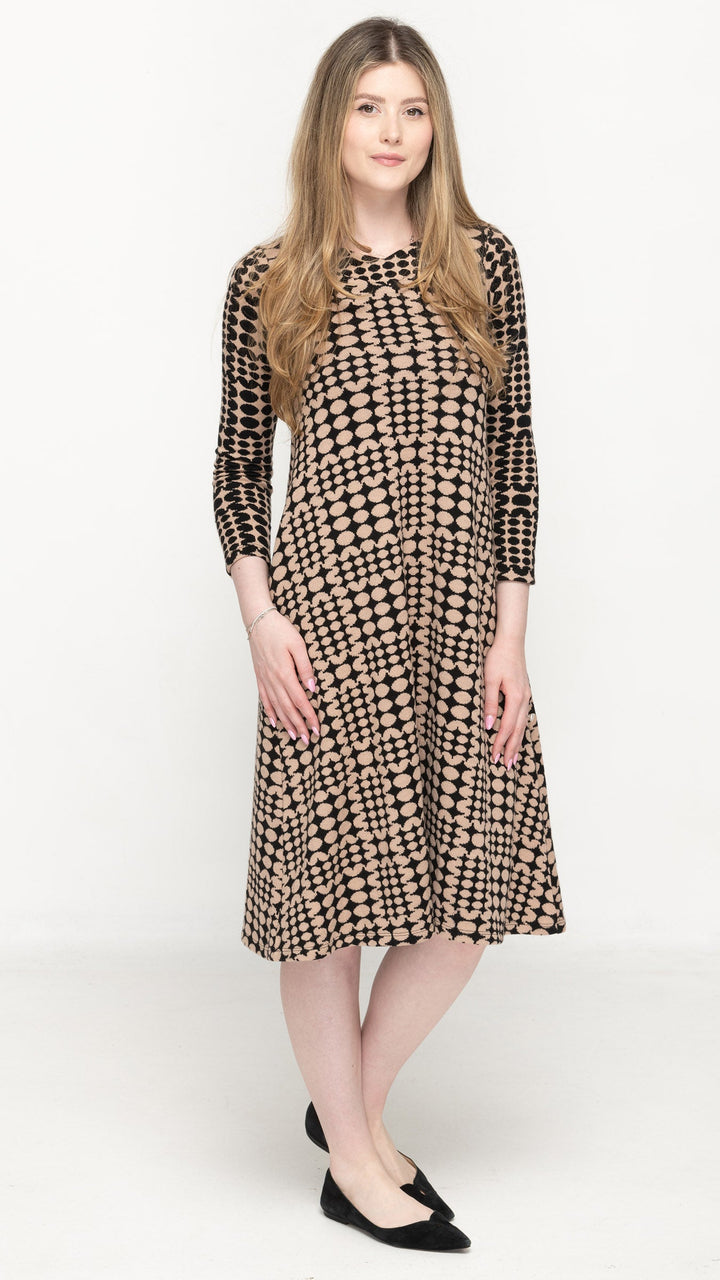 KMW 2500 Brown Dot Mosaic V-neck sweater dress