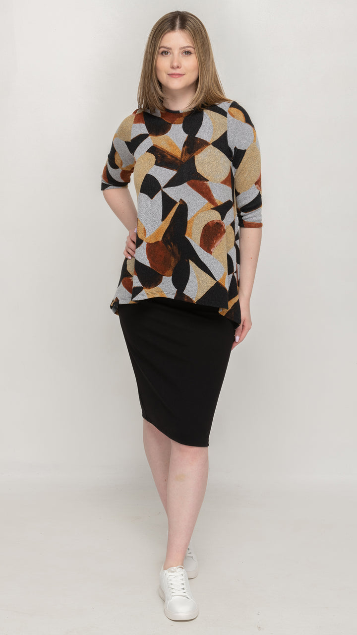 Hi Low Top Sweater Geo Print