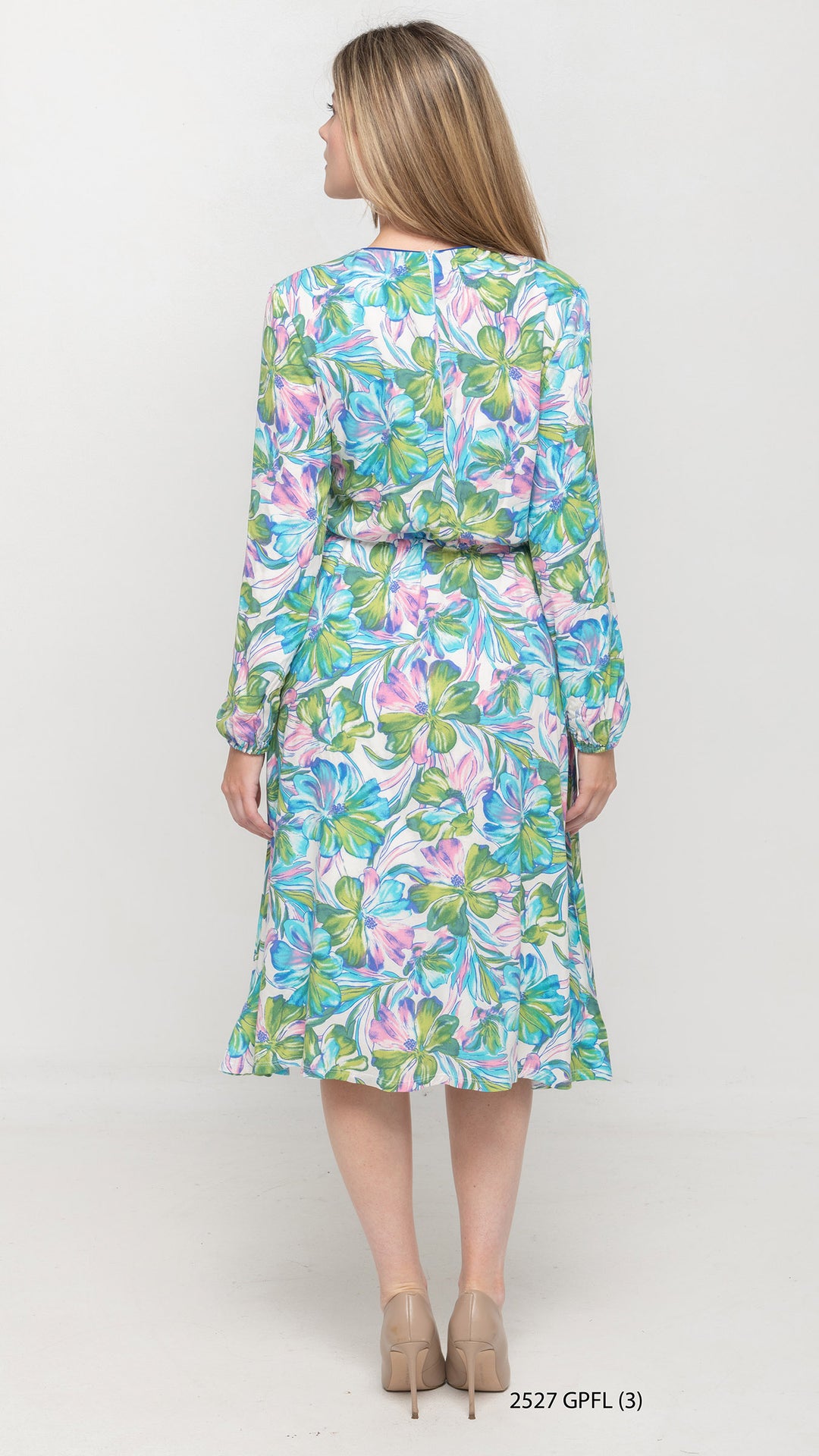 Bell Sleeve Everything Pink Green Floral Dress
