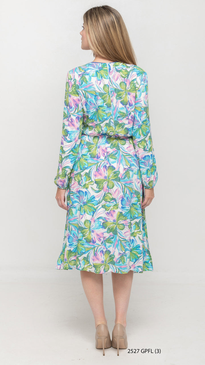 Bell Sleeve Everything Pink Green Floral Dress