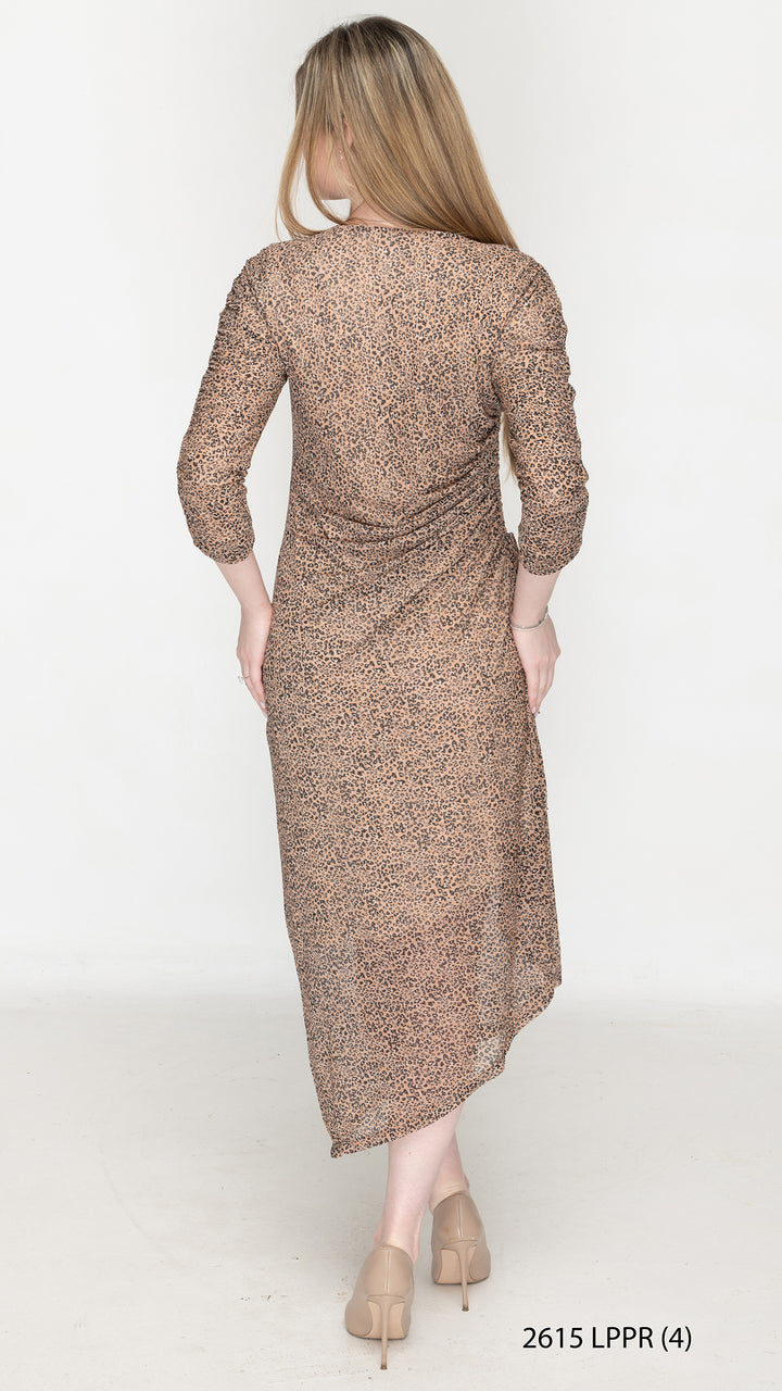 Side Ruched Dress Leopard Print