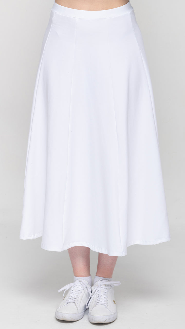 Stretch KnitDenim Panel Skirt - White Denim 33"