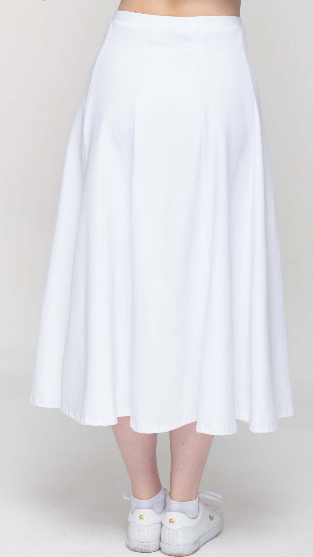 Stretch KnitDenim Panel Skirt - White Denim 33"