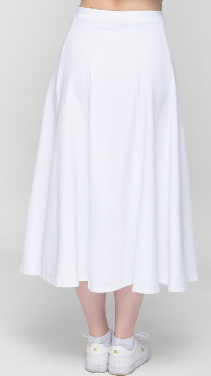 Stretch KnitDenim Panel Skirt - White Denim 33"